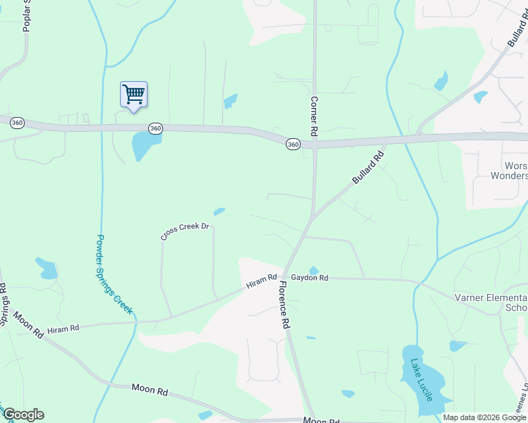 map of restaurants, bars, coffee shops, grocery stores, and more near 5300 Oglethorpe Court in Powder Springs
