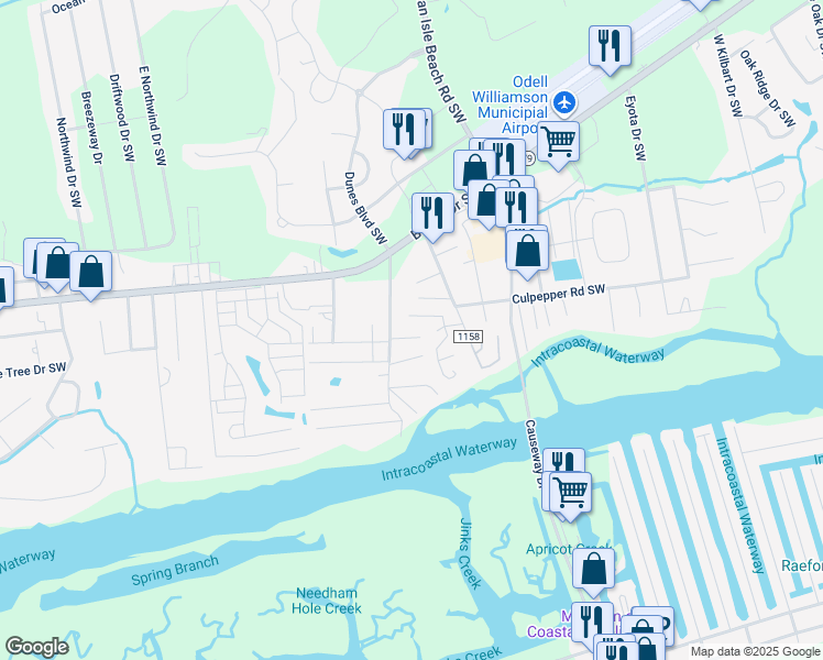 map of restaurants, bars, coffee shops, grocery stores, and more near 6302 Abbeydale Place Southwest in Ocean Isle Beach