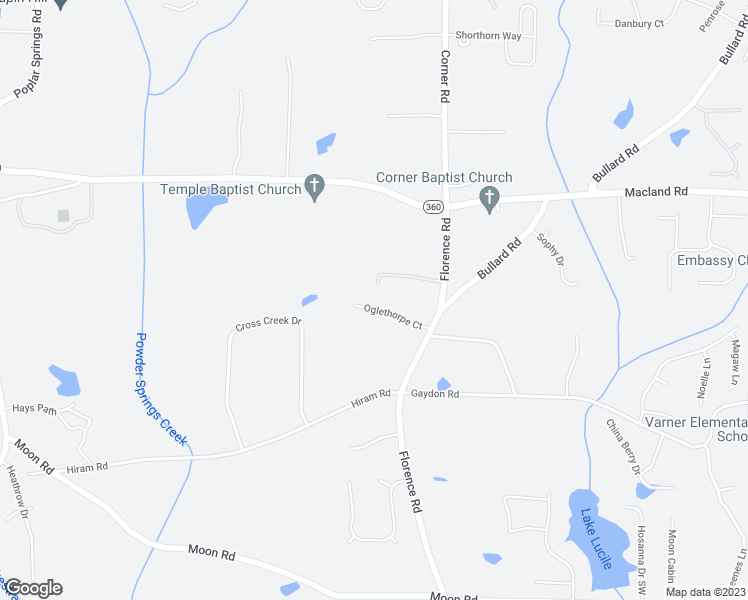 map of restaurants, bars, coffee shops, grocery stores, and more near 5300 Oglethorpe Court in Powder Springs