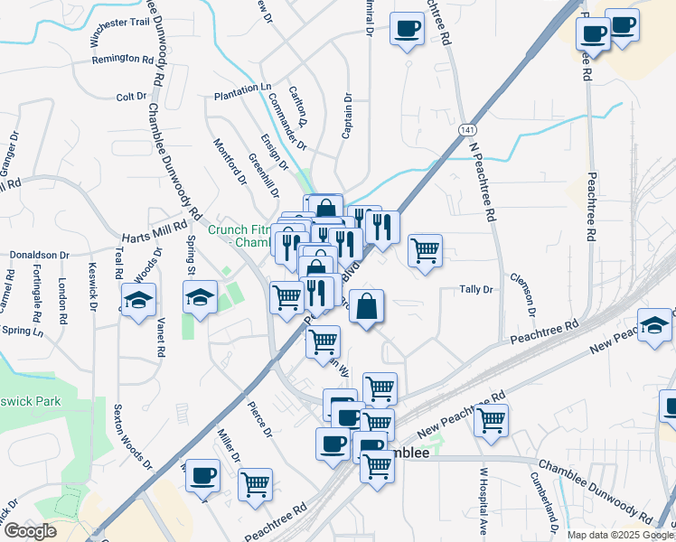 map of restaurants, bars, coffee shops, grocery stores, and more near in Atlanta