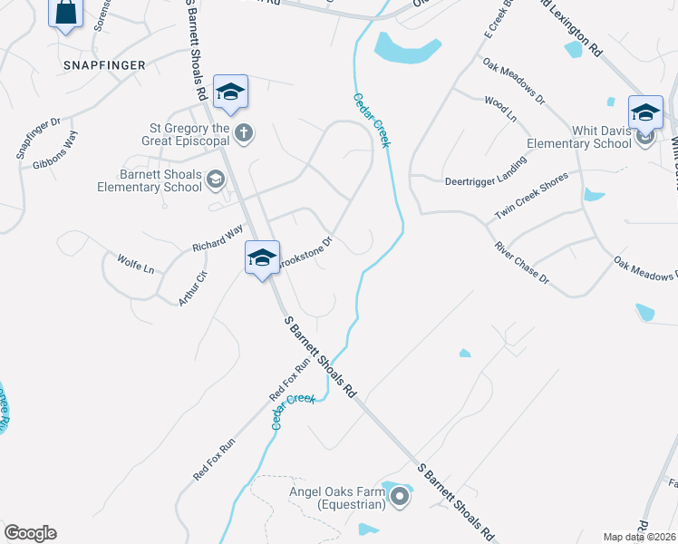 map of restaurants, bars, coffee shops, grocery stores, and more near 351 Stonybrook Circle in Athens