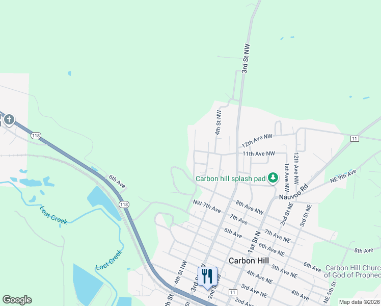 map of restaurants, bars, coffee shops, grocery stores, and more near 1035 Northwest 6th Street in Carbon Hill