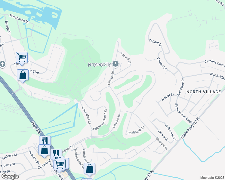 map of restaurants, bars, coffee shops, grocery stores, and more near 104 Colonial Trace Drive in Little River