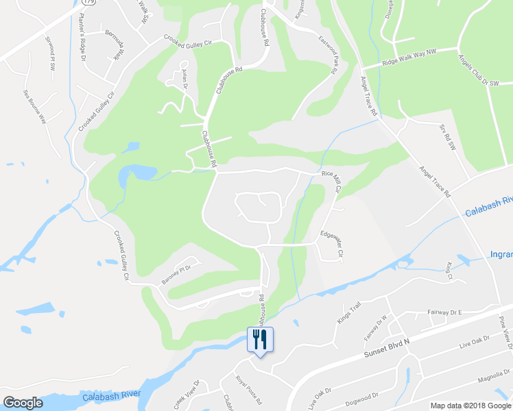 map of restaurants, bars, coffee shops, grocery stores, and more near 155 New Haven Court in Sunset Beach