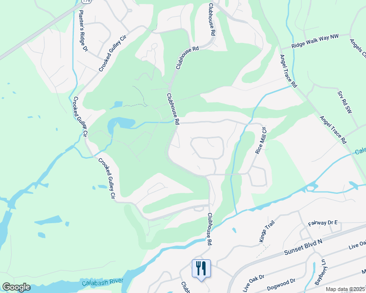 map of restaurants, bars, coffee shops, grocery stores, and more near 90 Clubhouse Road in Sunset Beach