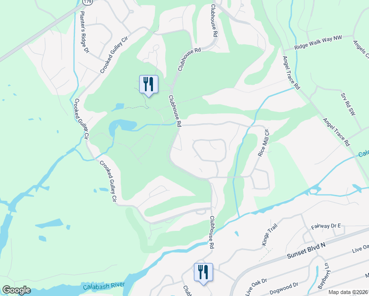 map of restaurants, bars, coffee shops, grocery stores, and more near 90 Clubhouse Road in Sunset Beach