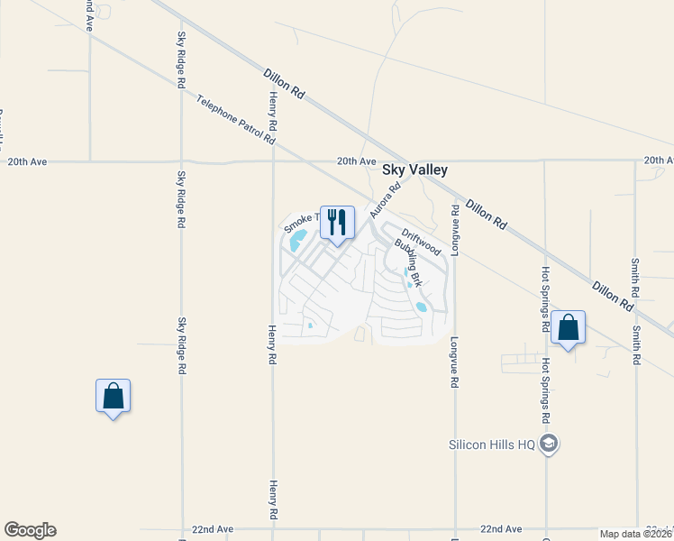 map of restaurants, bars, coffee shops, grocery stores, and more near 74711 Dillon Road in Desert Hot Springs