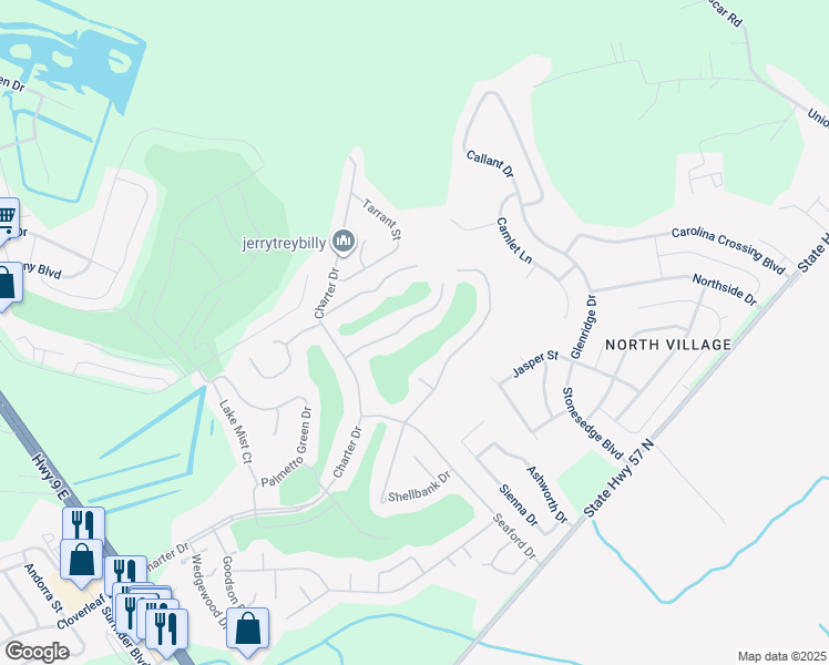 map of restaurants, bars, coffee shops, grocery stores, and more near 467 Colonial Trace Drive in Longs