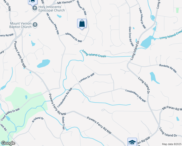 map of restaurants, bars, coffee shops, grocery stores, and more near 500 Kenbrook Drive Northwest in Atlanta