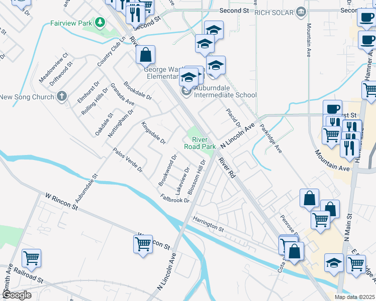map of restaurants, bars, coffee shops, grocery stores, and more near 1146 Blossom Hill Drive in Corona