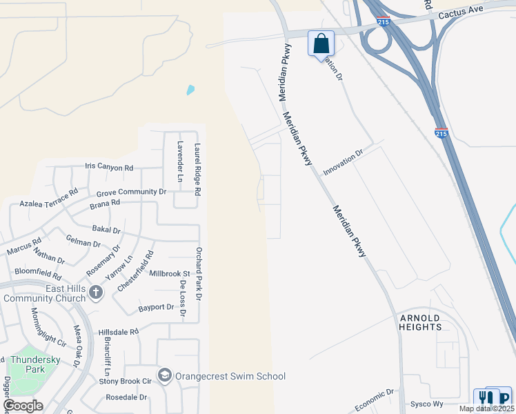map of restaurants, bars, coffee shops, grocery stores, and more near Plummer Street in Riverside