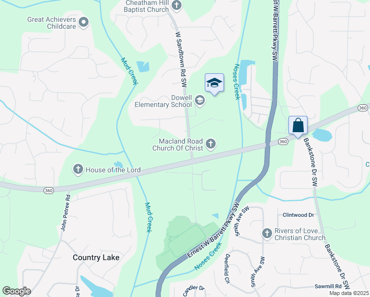 map of restaurants, bars, coffee shops, grocery stores, and more near in Marietta