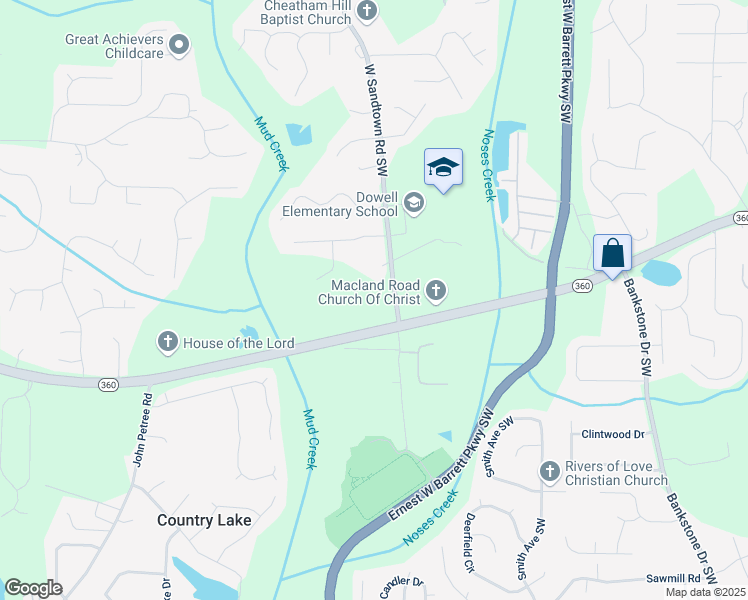map of restaurants, bars, coffee shops, grocery stores, and more near in Marietta