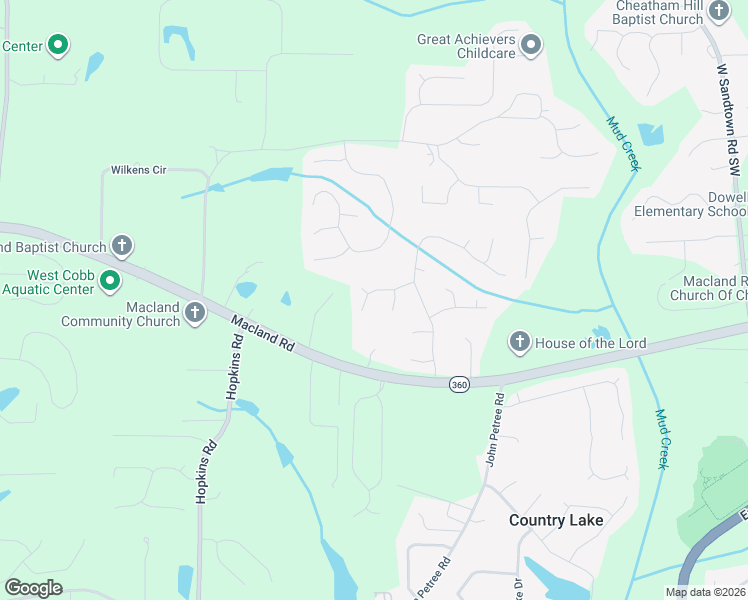 map of restaurants, bars, coffee shops, grocery stores, and more near 3359 Gilley Drive in Powder Springs