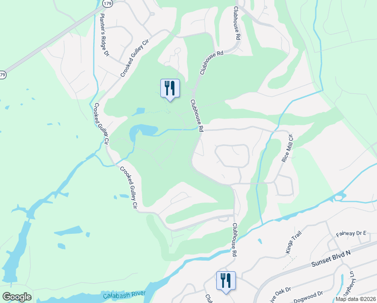 map of restaurants, bars, coffee shops, grocery stores, and more near 90 Clubhouse Road in Sunset Beach