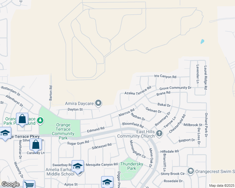 map of restaurants, bars, coffee shops, grocery stores, and more near 8309 Clover Creek Road in Riverside
