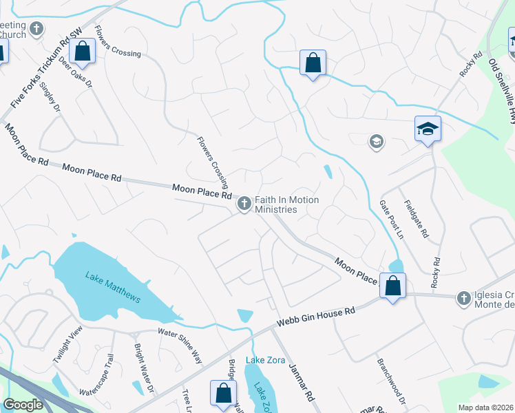 map of restaurants, bars, coffee shops, grocery stores, and more near 862 Grassmeade Way in Snellville