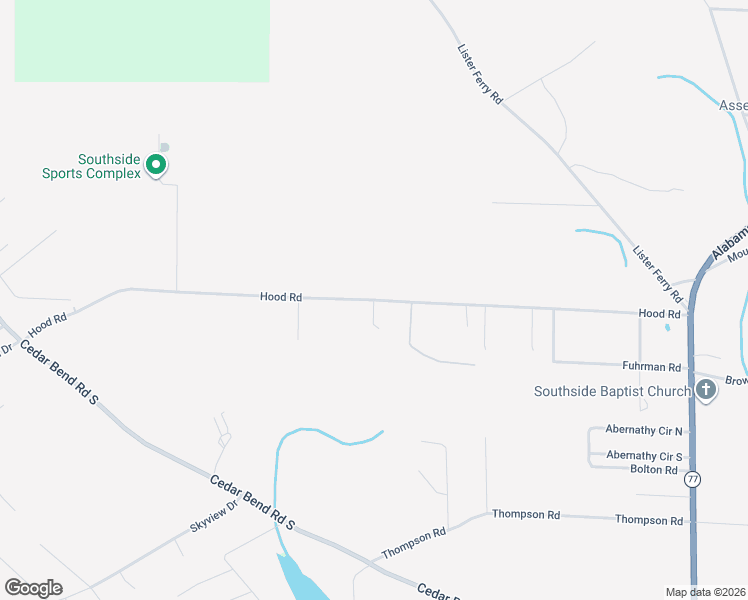 map of restaurants, bars, coffee shops, grocery stores, and more near 1733 Hood Road in Southside