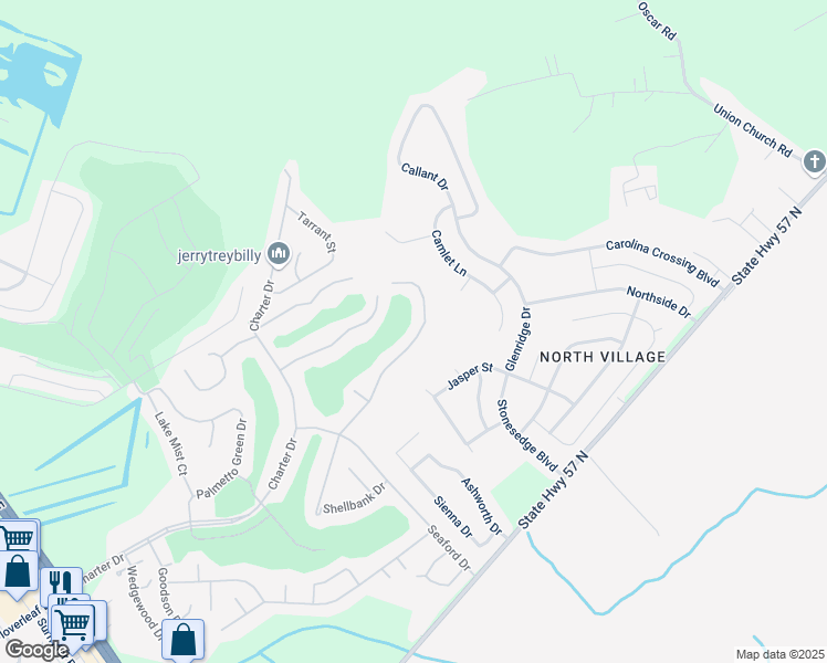 map of restaurants, bars, coffee shops, grocery stores, and more near 493B Shell Bank Drive in Longs