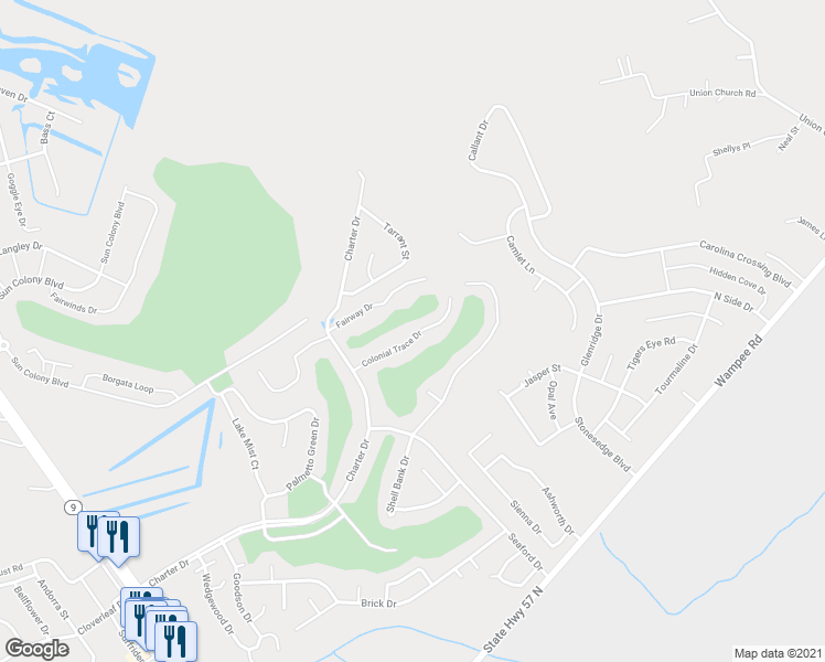 map of restaurants, bars, coffee shops, grocery stores, and more near 467 Colonial Trace Drive in Longs