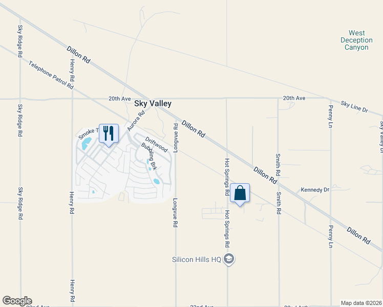 map of restaurants, bars, coffee shops, grocery stores, and more near Pole Road in Desert Hot Springs