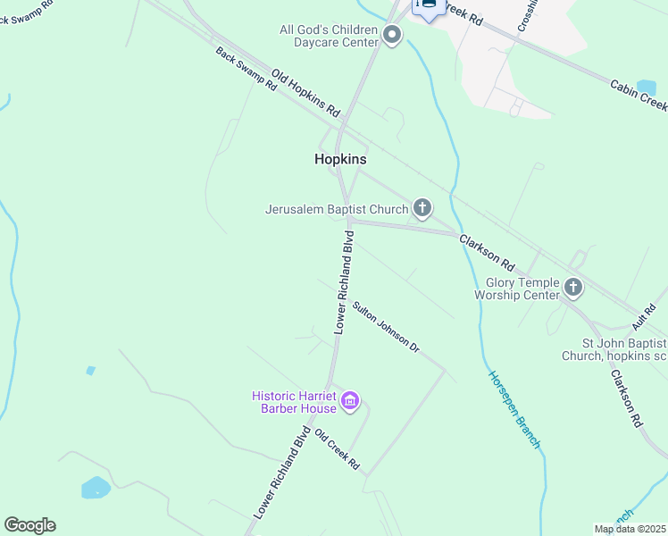 map of restaurants, bars, coffee shops, grocery stores, and more near 6208 Lower Richland Boulevard in Hopkins