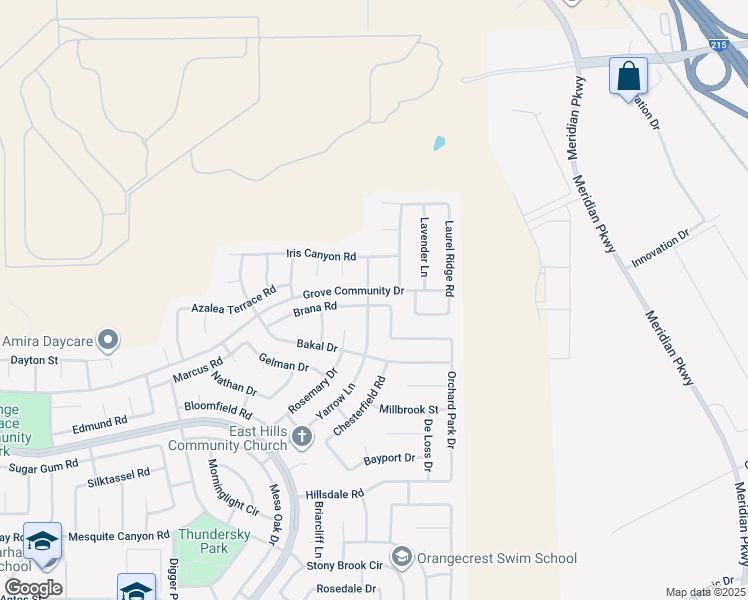 map of restaurants, bars, coffee shops, grocery stores, and more near 20800 Brana Road in Riverside