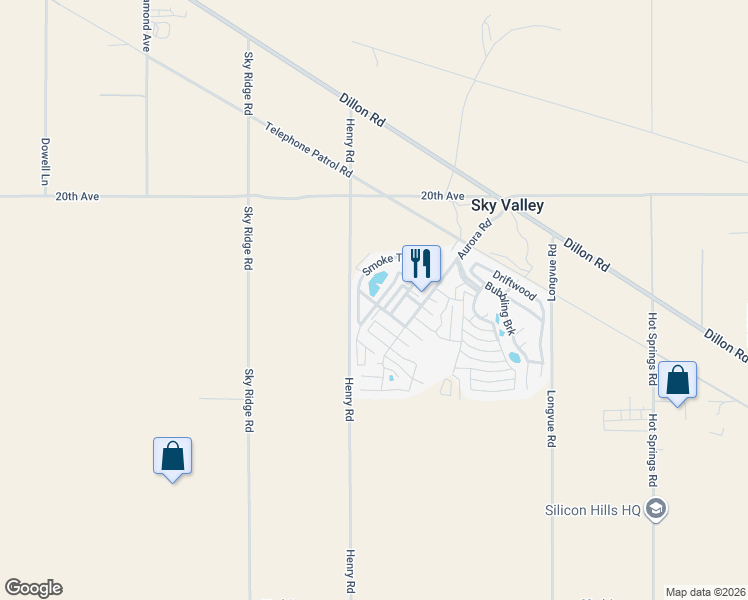 map of restaurants, bars, coffee shops, grocery stores, and more near Smoke Tree in Desert Hot Springs