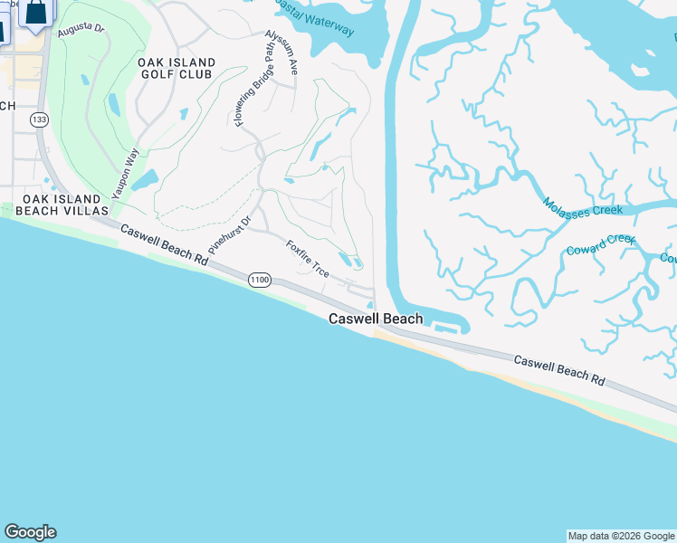 map of restaurants, bars, coffee shops, grocery stores, and more near 86-88 Foxfire Trce in Caswell Beach