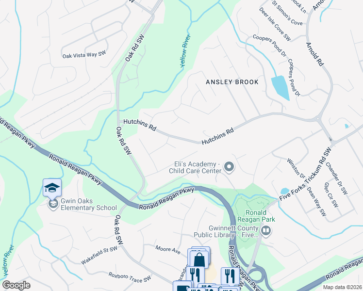 map of restaurants, bars, coffee shops, grocery stores, and more near 488 Benton Court Southwest in Lawrenceville