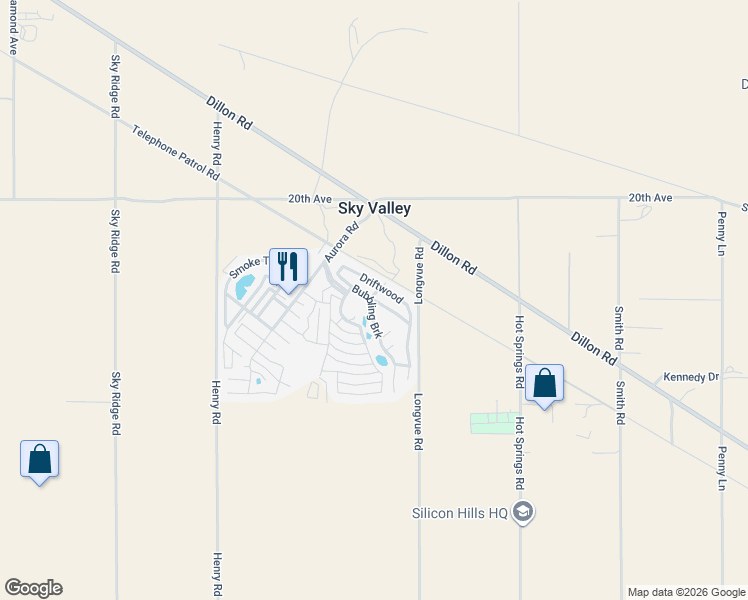 map of restaurants, bars, coffee shops, grocery stores, and more near 74711 Dillon Road in Desert Hot Springs