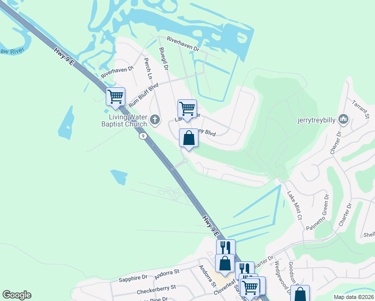 map of restaurants, bars, coffee shops, grocery stores, and more near 246 Sun Colony Boulevard in Longs