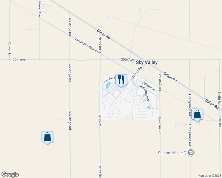 map of restaurants, bars, coffee shops, grocery stores, and more near Smoke Tree in Desert Hot Springs