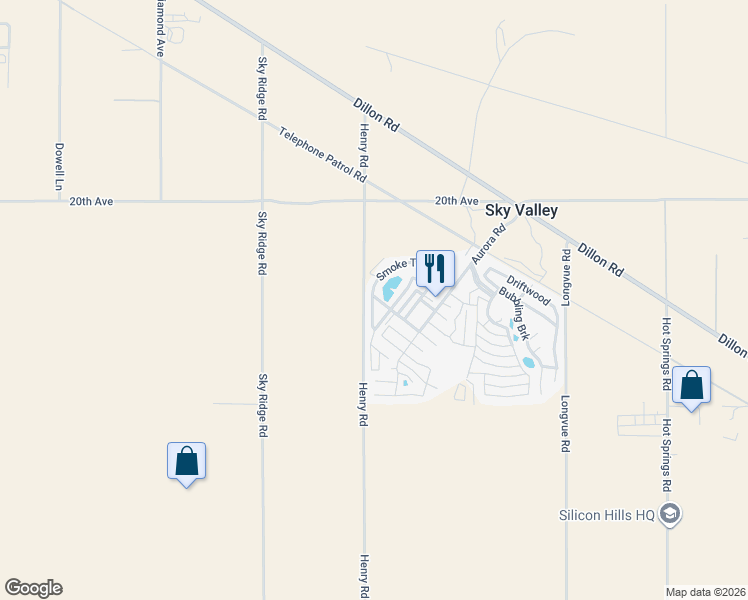 map of restaurants, bars, coffee shops, grocery stores, and more near Smoke Tree in Desert Hot Springs