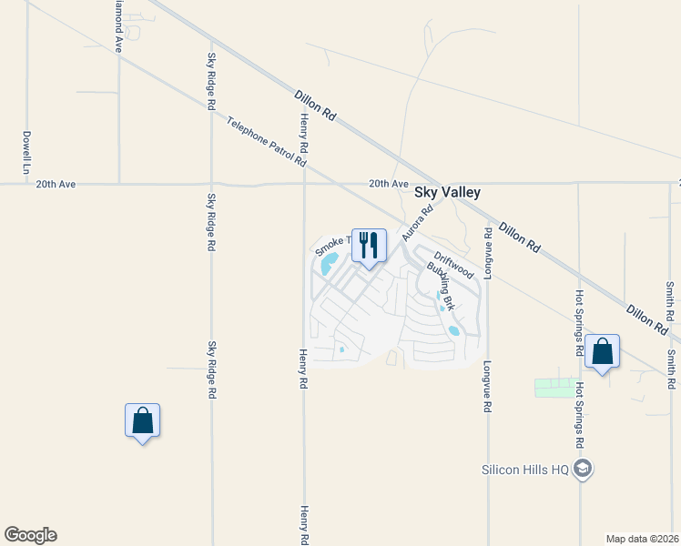 map of restaurants, bars, coffee shops, grocery stores, and more near Smoke Tree in Desert Hot Springs
