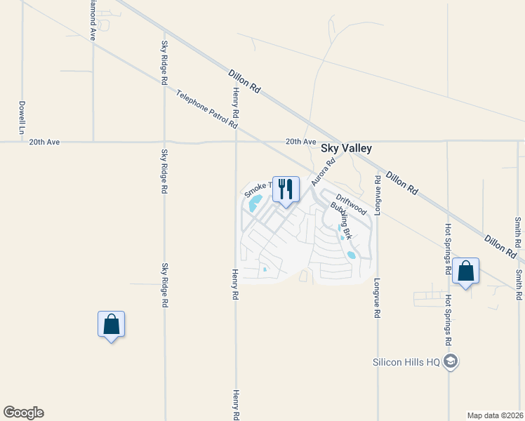 map of restaurants, bars, coffee shops, grocery stores, and more near Smoke Tree in Desert Hot Springs