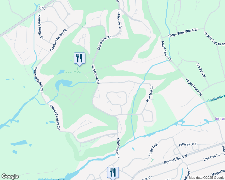 map of restaurants, bars, coffee shops, grocery stores, and more near 150 Bellwood Circle in Sunset Beach