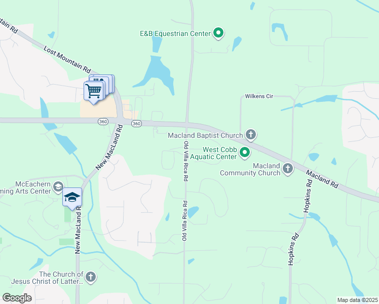 map of restaurants, bars, coffee shops, grocery stores, and more near 3905 Chasemont Drive Southwest in Powder Springs