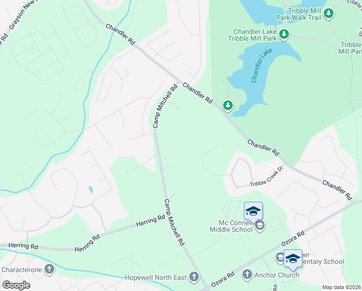 map of restaurants, bars, coffee shops, grocery stores, and more near 2380 Camp Mitchell Road in Grayson