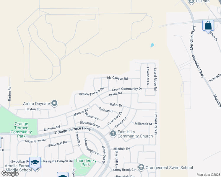 map of restaurants, bars, coffee shops, grocery stores, and more near 20683 Azalea Terrace Road in Riverside