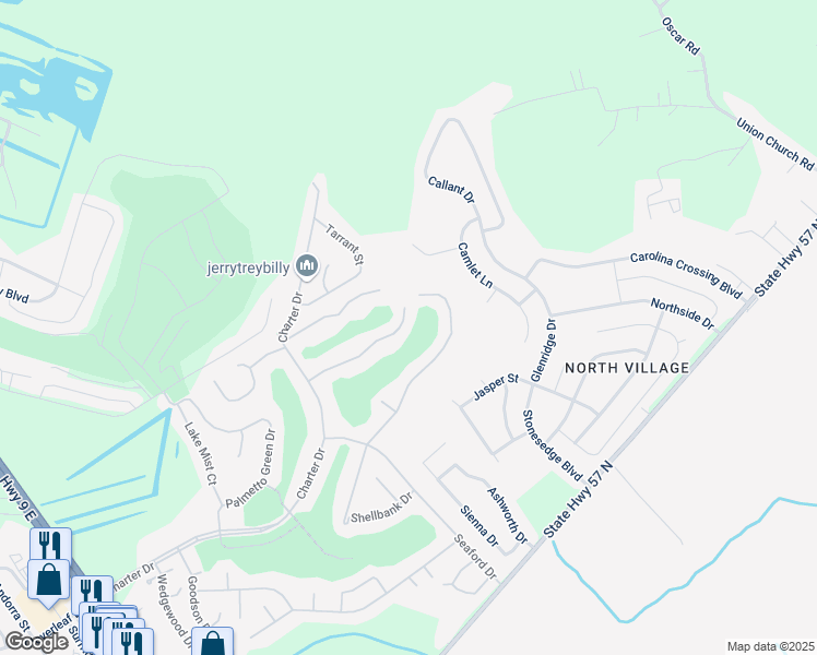 map of restaurants, bars, coffee shops, grocery stores, and more near 490 Colonial Trace Drive in Longs