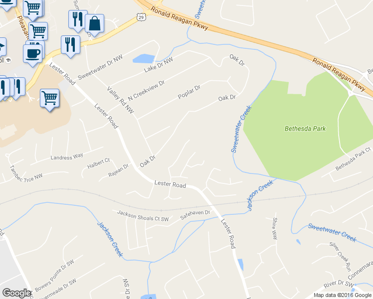 map of restaurants, bars, coffee shops, grocery stores, and more near 3564 Manchester Dr in Lawrenceville