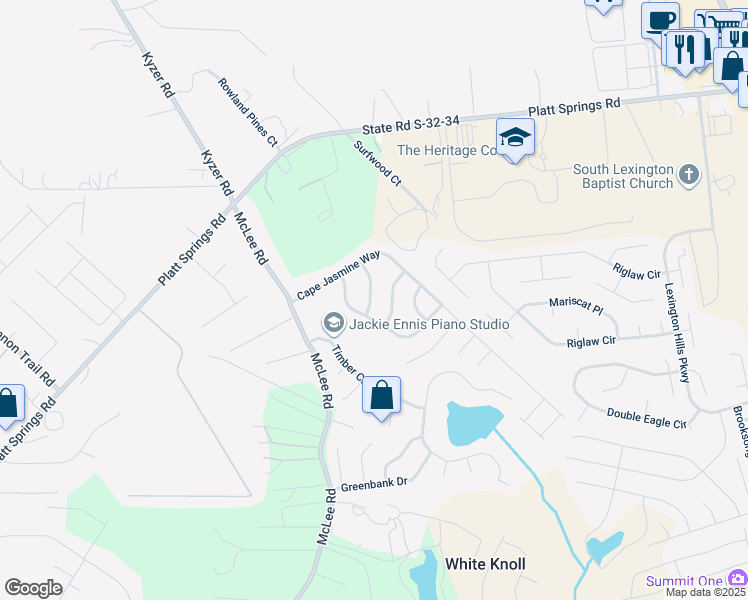 map of restaurants, bars, coffee shops, grocery stores, and more near 129 Cherry Laurel Drive in Lexington