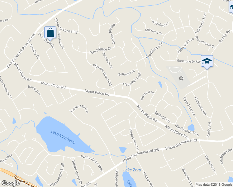 map of restaurants, bars, coffee shops, grocery stores, and more near 1109 Flowers Crossing in Lawrenceville