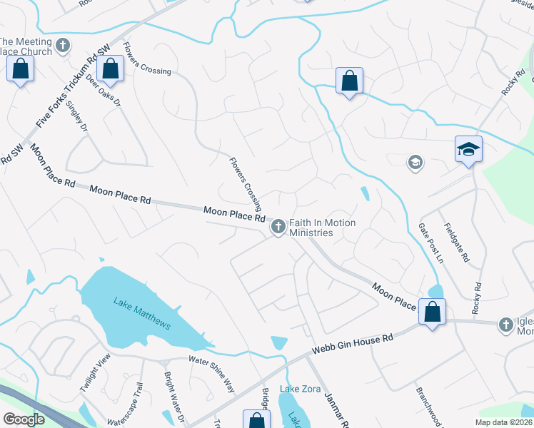map of restaurants, bars, coffee shops, grocery stores, and more near 1109 Flowers Crossing in Lawrenceville