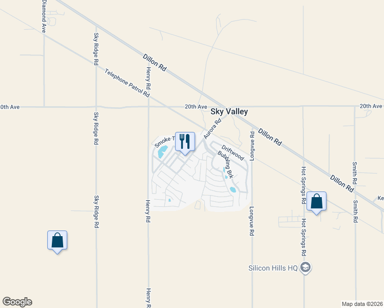map of restaurants, bars, coffee shops, grocery stores, and more near Aurora Road in Sky Valley