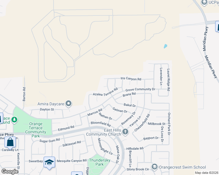 map of restaurants, bars, coffee shops, grocery stores, and more near 20644 Azalea Terrace Road in Riverside