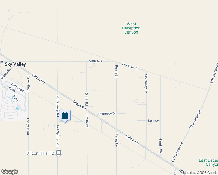 map of restaurants, bars, coffee shops, grocery stores, and more near 20245 Penny Lane in Desert Hot Springs