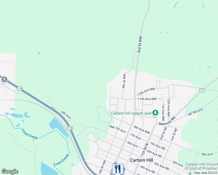 map of restaurants, bars, coffee shops, grocery stores, and more near 1035 Northwest 6th Street in Carbon Hill