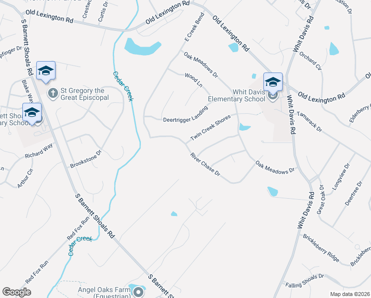 map of restaurants, bars, coffee shops, grocery stores, and more near 340 River Chase Drive in Athens